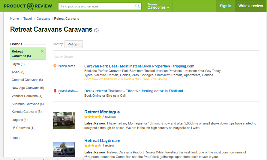 Retreat Caravans product review