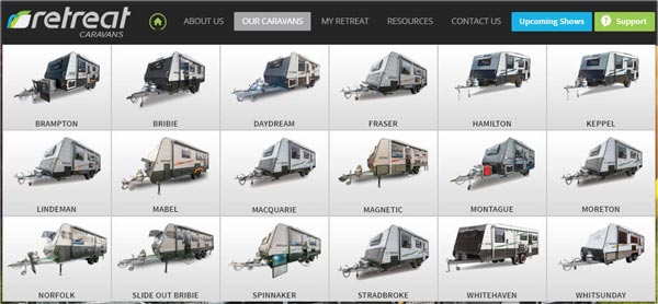 retreat caravan selection page