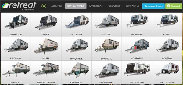 retreat caravan selection page